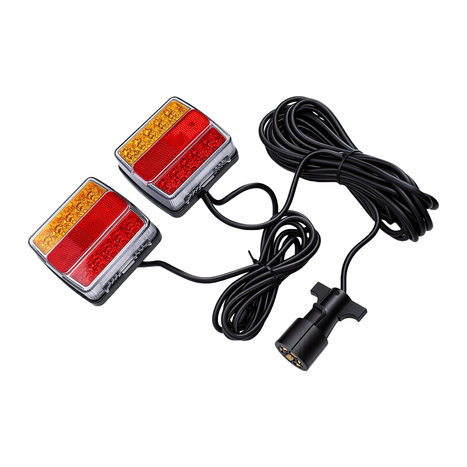 Generic Magnetyczny Zestaw świateł Holowniczych LED do Przyczepy, Zestaw świateł do Przyczepy, Holowniczych, Zgodny z DOT, Wodoszczelny IP68, Wtyczka 7-pinowa, Kabel 24