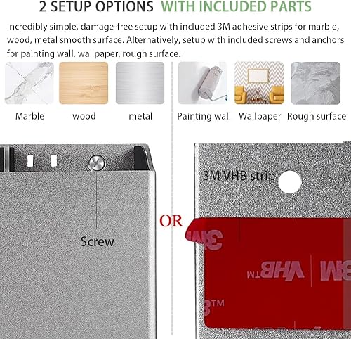 Miniatura 4 de IFCASE - Soporte de pared para control remoto, 2 enchufes universal de aluminio, mesa, soporte de pared para teléfono, TV, Roku, control remoto de