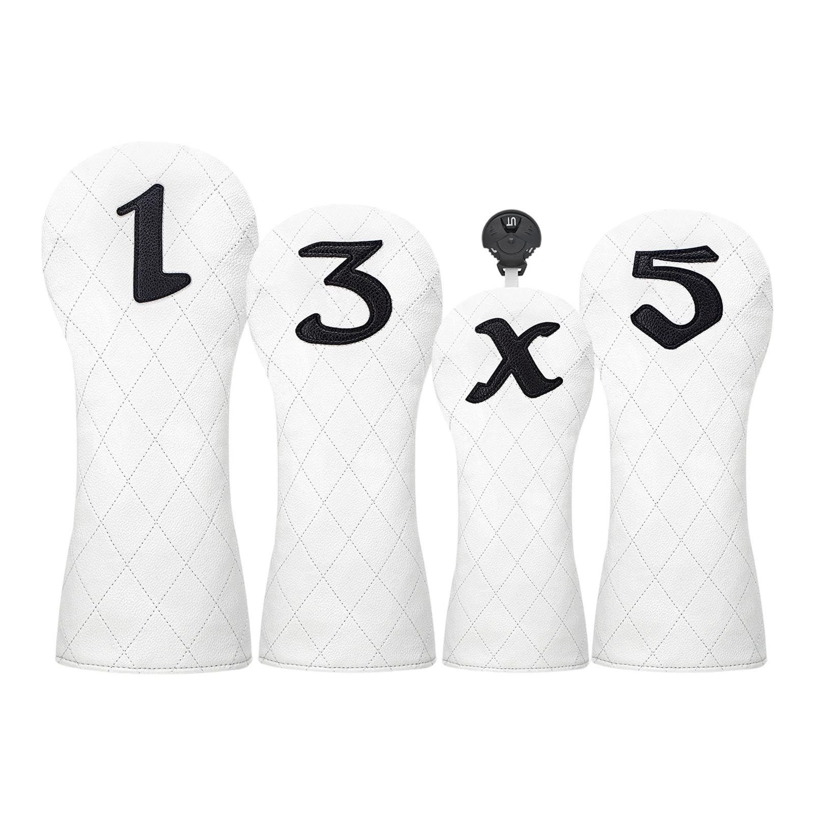 4er Pack Golf Schlägerhauben, Weiß, für Herren, Hochwertiges, Tragbares Golf Geschenkset