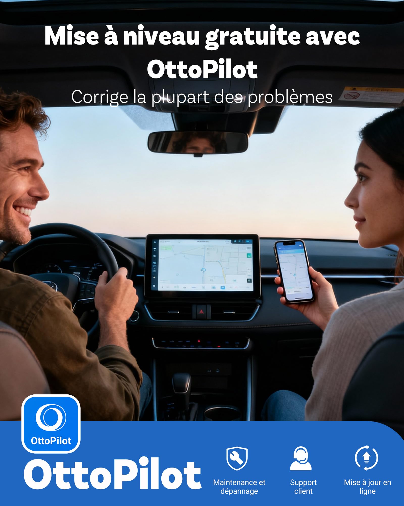 OTTOCAST Mini Pot, Adaptateur CarPlay & Android Auto sans Fil 2026 Upgrade, Plug & Play, WLAN 2.4G+5G, Reconnexion Automatique, Compatible avec Voitures après 2016 avec CarPlay/Android Auto Filaire