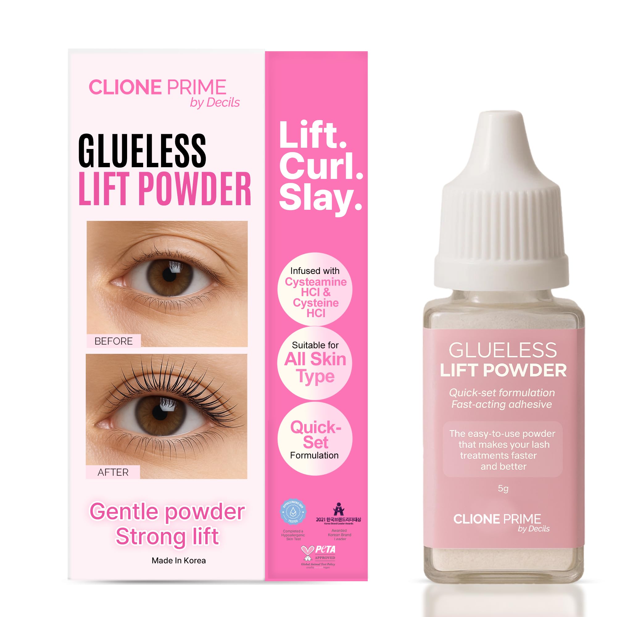 Korean Lash Lift Powder – No Glue Needed Vegan & Cruelty Free, Fast & Easy Lash Lifting System for Professionals, Salon-Quality Curl, Lifts & Defines