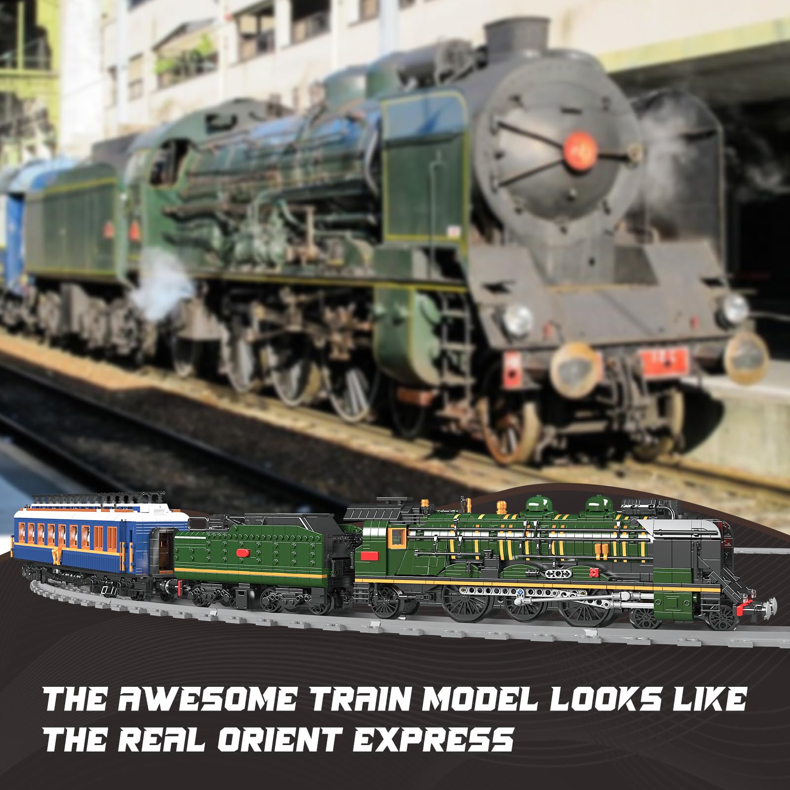 Mould King Technik Orient Express Dampflokomotive Bausatz | Ferngesteuert, LED-Beleuchtung, Für Erwachsene ab 14 Jahren, 3898 Teile