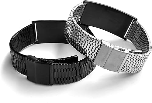 Miniatura 5 de QINGDUO - Pulsera de acero inoxidable pulido con grabado gratuito de identificación de alerta médica, identificación de alergia a alimentos y