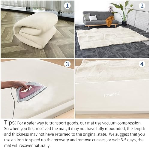 Miniatura 91 de Tapete de juego para bebé, tapete de espuma viscoelástica de 1.3 pulgadas de grosor, terciopelo coral suave, antideslizante, extragrande, tapete