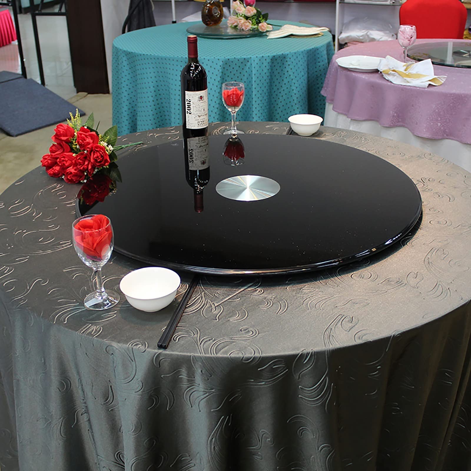 Plateau de service rotatif en verre transparent Lazy Susan rond de cuisine
