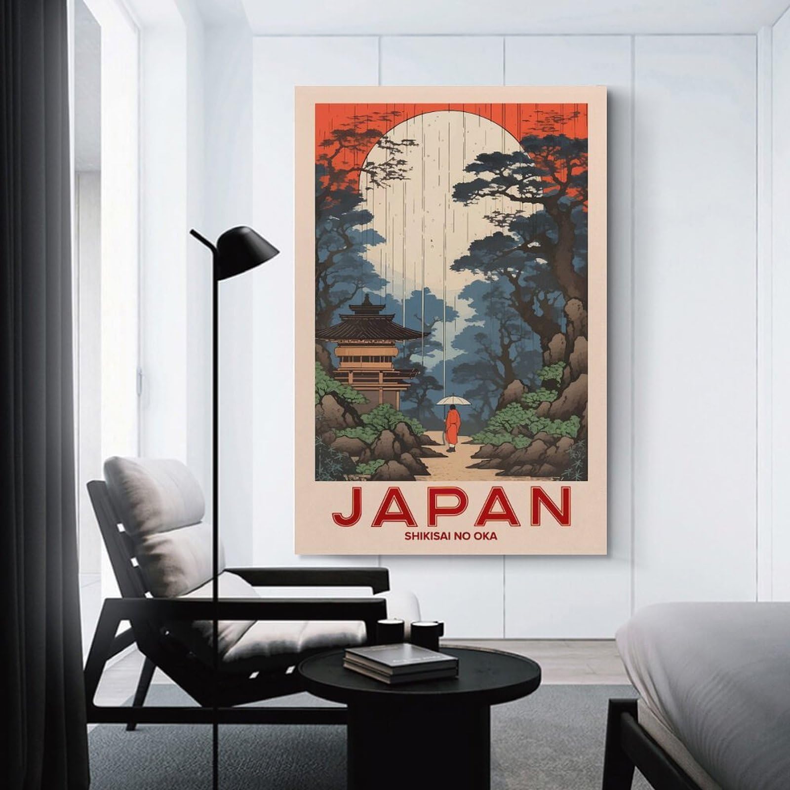 Junmoney Japan Shikisai No Oka Travel Wall Picture Print 24x36inch(60x90cm), for Lounge Decor, Offices Or Entryway Styling, Versatile Wall Decor for Many Rooms