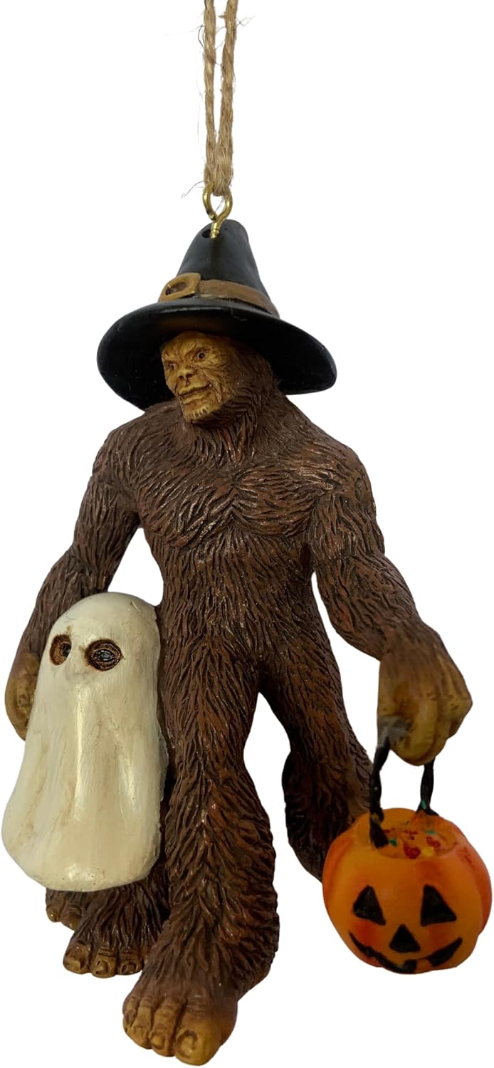 Bella Haus Christmas Shoppe Bigfoot Christmas Tree Ornament | Sasquatch Relaxing in Rocking Chair with Coffee Mug | Funny Resin Figurine Holiday Décor | Novelty Secret Santa or White Elephant Gift