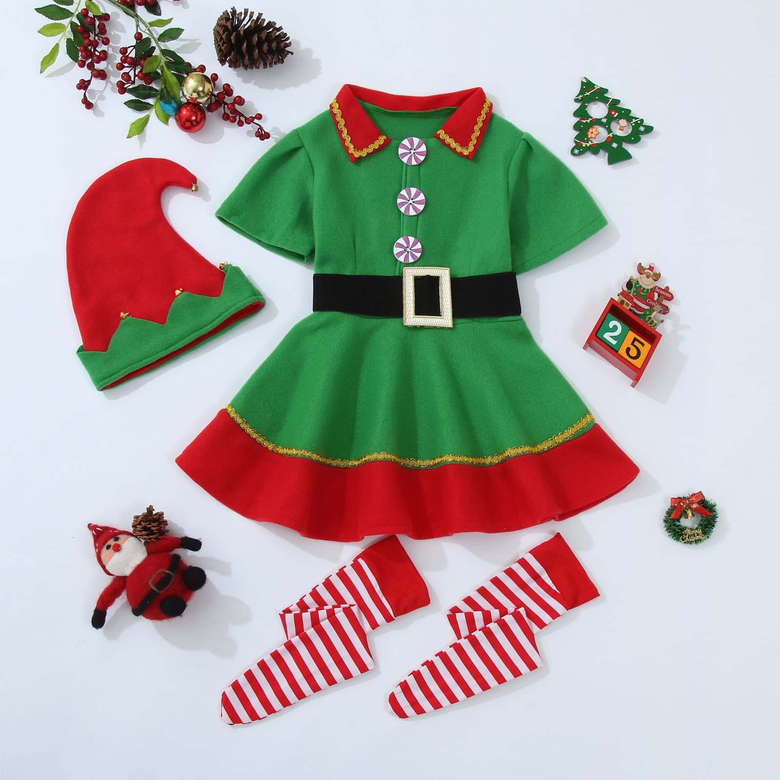 Disfraz de elfo de Navidad para niñas, jóvenes, hombres y mujeres, disfraz de elfo, disfraz de elfo de Navidad, para fiestas de Navidad, fiestas familiares y cosplay