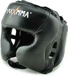 MaxxMMA Headgear L/XL Boxe MMA Training Kickboxing Sparring Karate Taekwondo (preto)