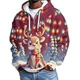 Men's Fashion Hoodies Casual Xmas Print Graphic Hoodies Long Sleeve Pullover Sweatshirts