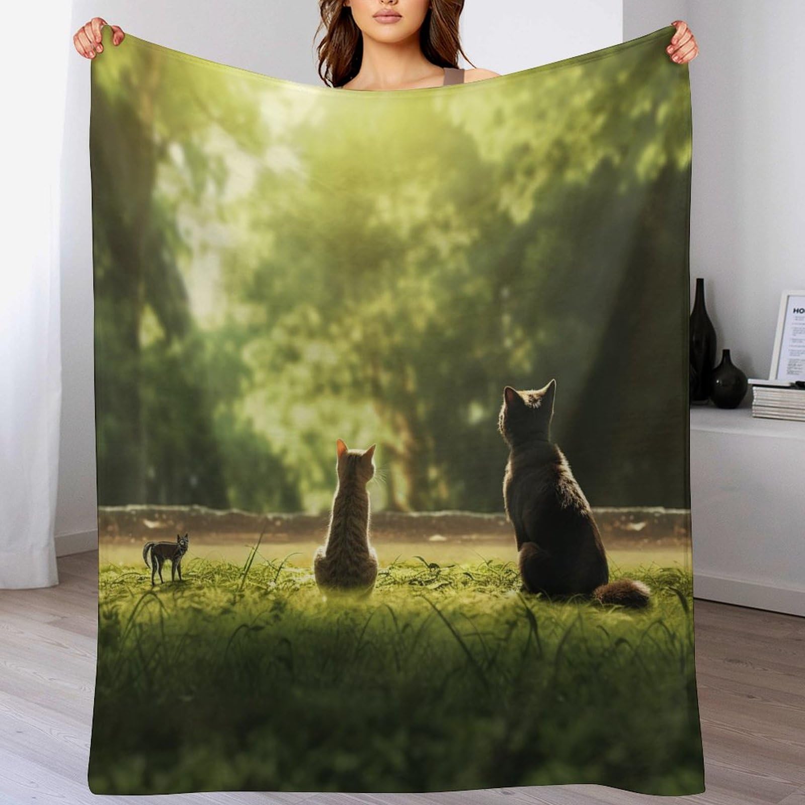 Couverture polaire chat 180x200 cm en flanelle de canapé