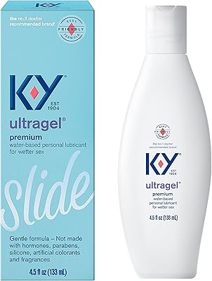 Water-based lubricant K-Y UltraGel 4 fl oz (approx. 133.1 ml) Adult toy-friendly personal lubricant for couples, men, women, pleasure enhancers,pH balanced, paraben-free, non-stick staining, latex con