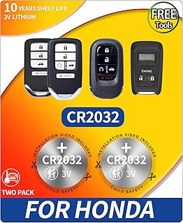 2 Packs Key Fob Replacement Batteries for Honda (CRV Civic Accord Pilot Odyssey HRV Fit Passport Ridgeline Crosstour Insight Clarity CRZ) Smart Remote (Check Fitment Guide)