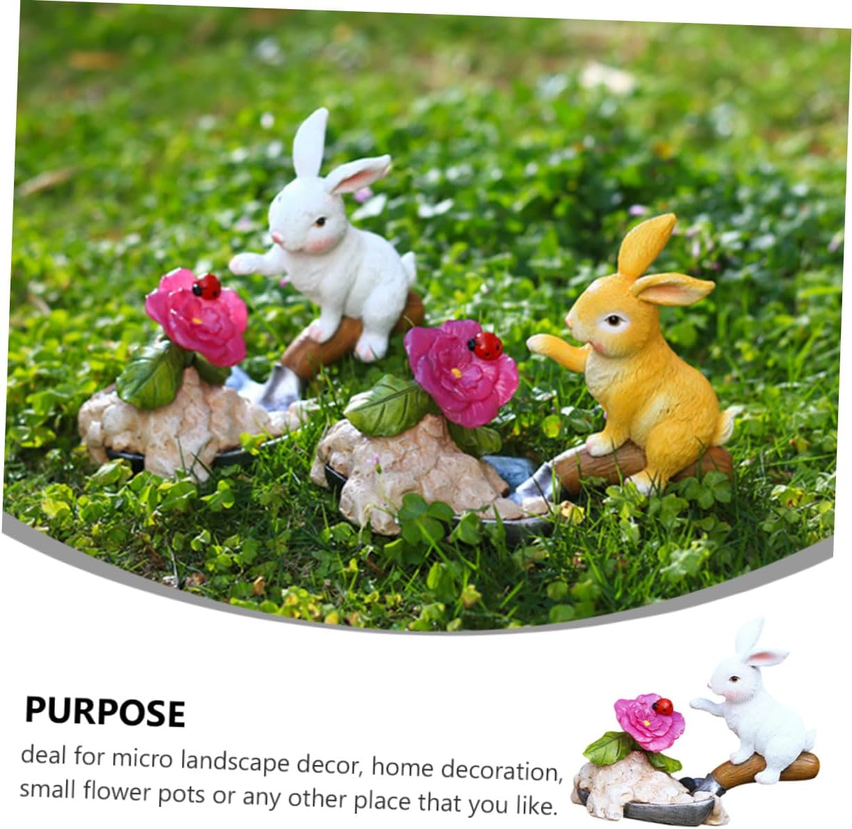 TIDTALEO Outdoor Solar Rabbit Lamp Garden Decor Resin Figurine Light for Patio Lawn Yard White Sitting Bunny Statue Night Light