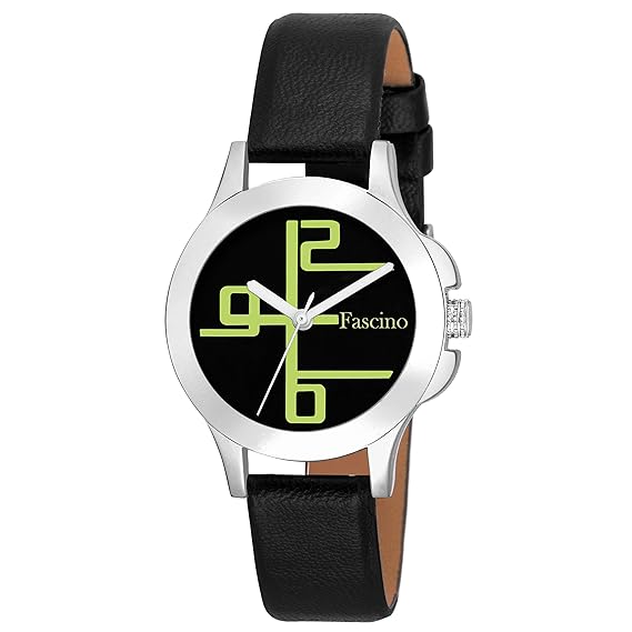 Buy Fascino Women`s Watch Black Dial Watch with Black PU Leather Belt l