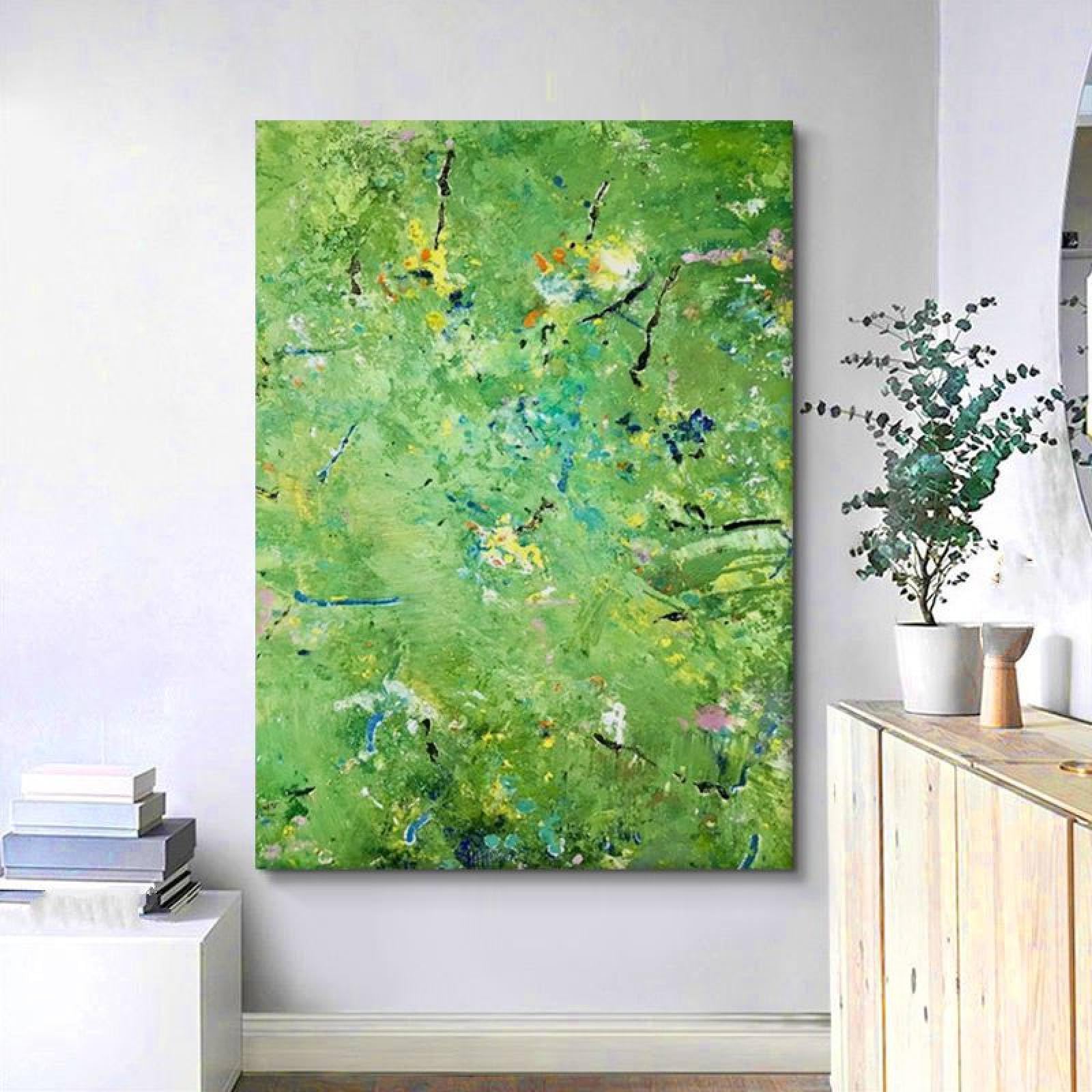 Peinture à l'huile sur toile - Sublimez vos grands murs vides avec l'art vert