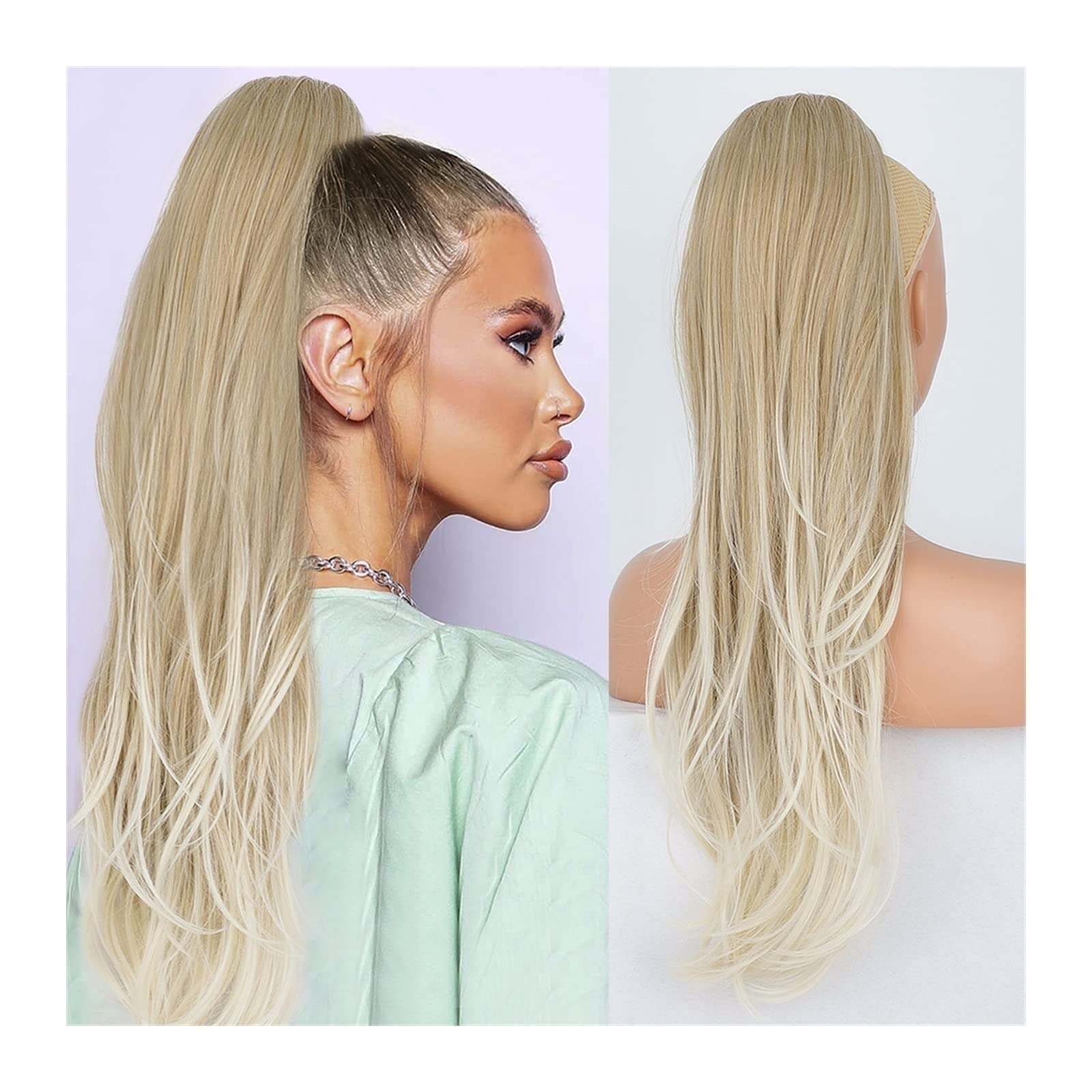 Extensión de la cola de caballo 26 pulgadas de largo ondulado con cordón de cola de caballo Clip sintético de múltiples capas en extensiones de cabello de cola de caballo Postizos de cola de caballo s