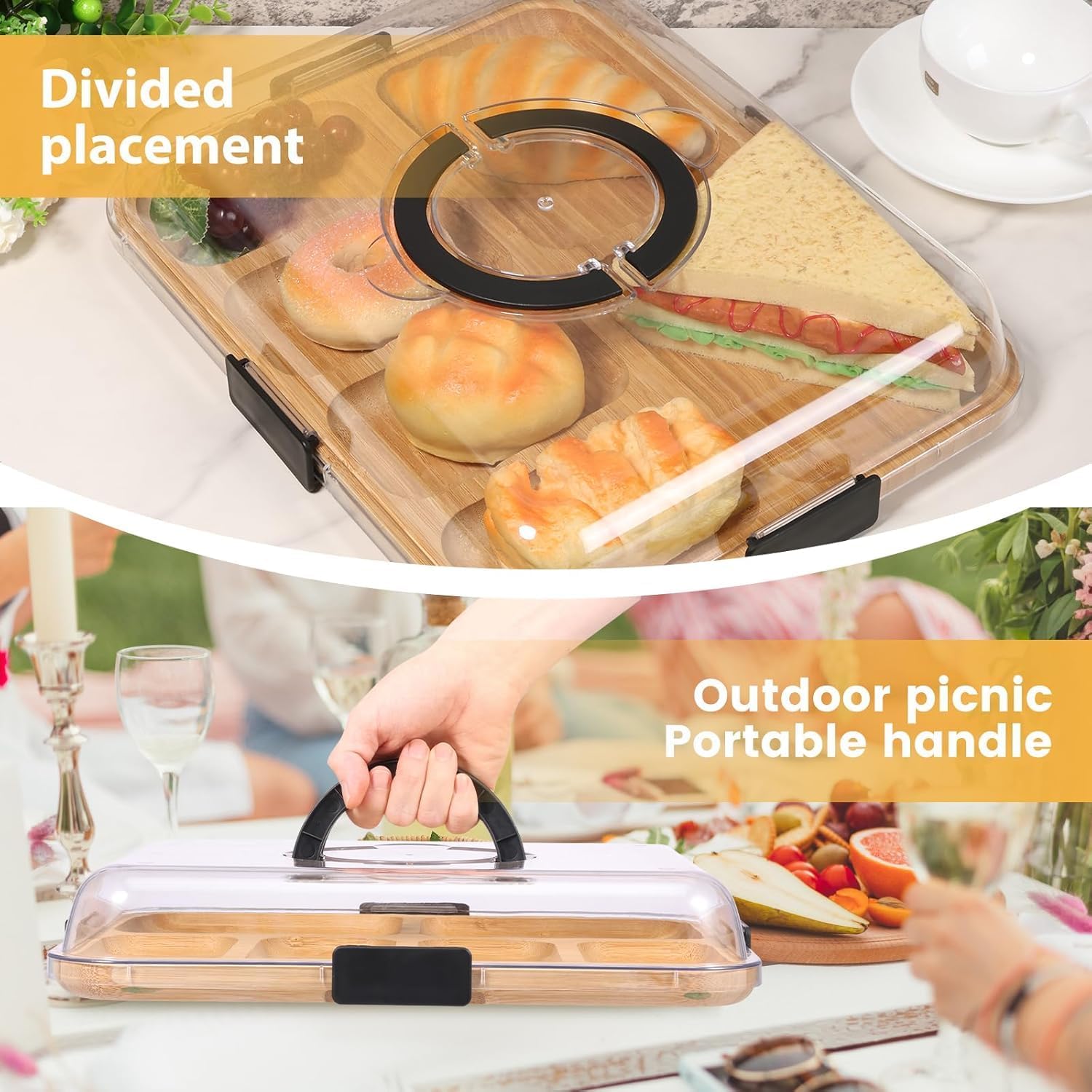 Bamboo Cheese Board with Lid Elegant Snack Serving Tray for Entertaining Perfect Housewarming