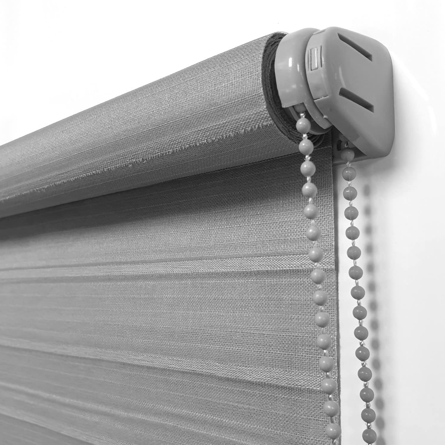 MADECOSTORE Store Enrouleur Jour Nuit Duo Voile sans percer - Gris - L124 x H190cm