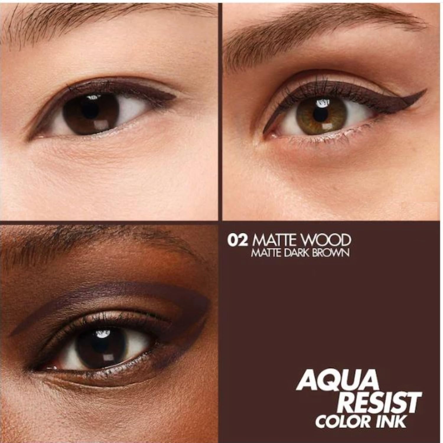 Make Up Forever AquaResist Color Ink 24 Hour Waterproof High Intensity Liquid Eyeliner - 02 Matte Wood (matte dark brown) - 0.06 fl oz / 2 mL