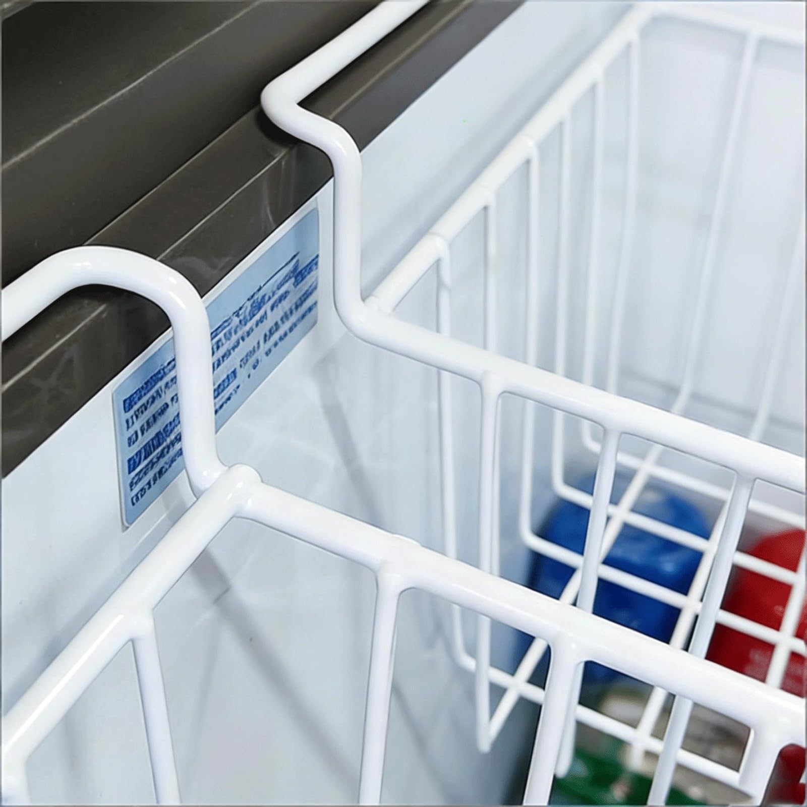 Contenedores organizadores para congelador de pecho, paquete de 2 cestas de almacenamiento de alambre de acero para congelador profundo, clasificación de alimentos de cocina con asas, para una fácil