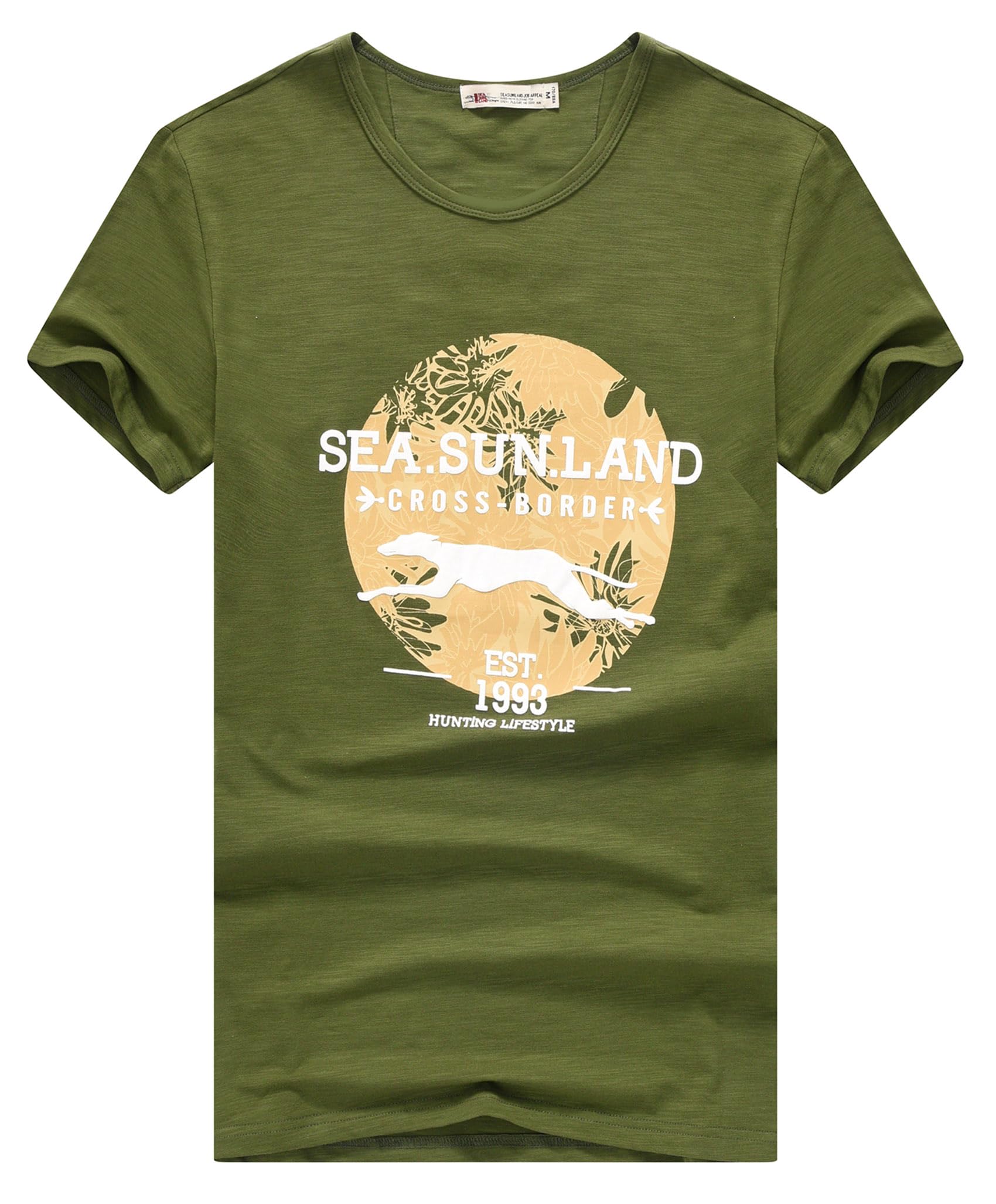 ZingVic Men's Short Sleeve T-Shirts with Striking Yellow Background and Leopard Print