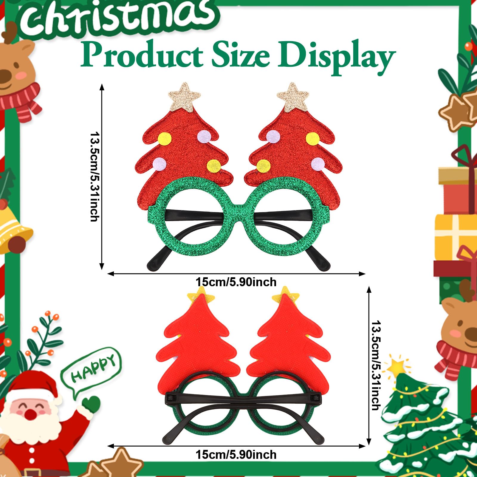 Srotmirw 6 Pcs Christmas Glasses to Wear - Image 2