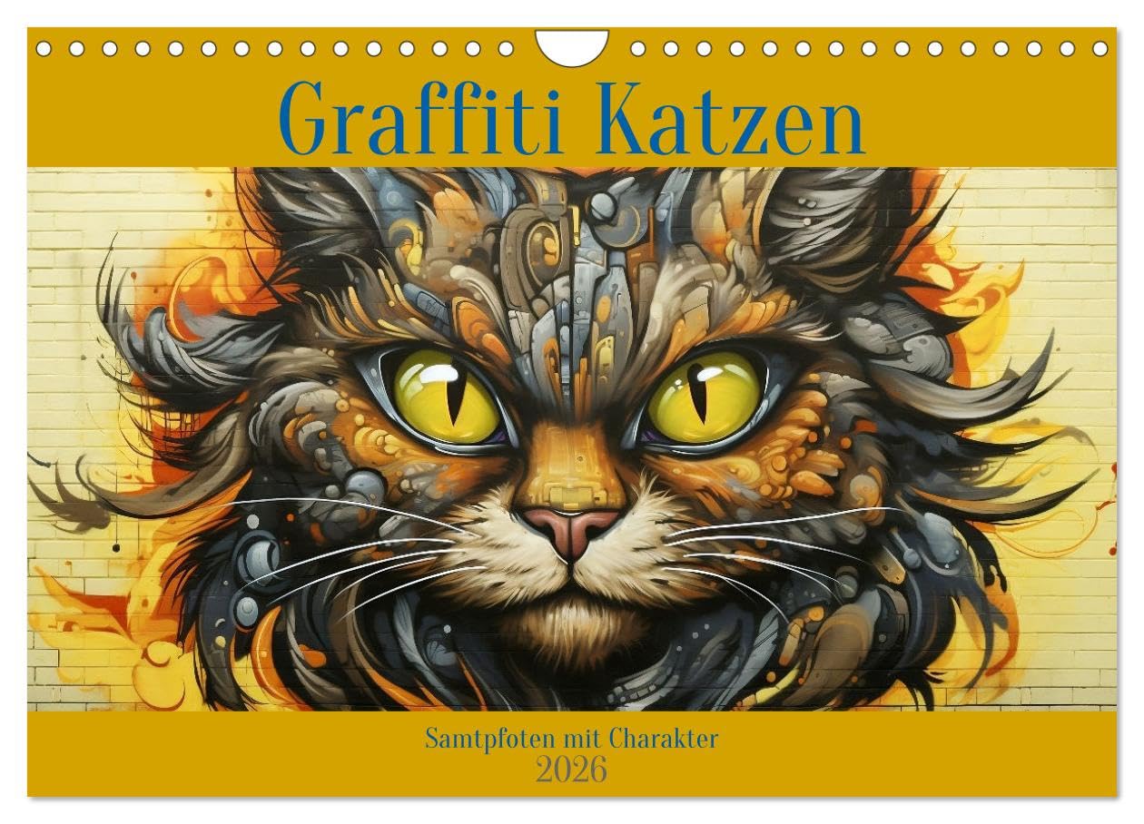 Graffiti cats UK-Version (Wall Calendar 2026 DIN A4 Landscape), CALVENDO 12 Month Wall Calendar — image 1