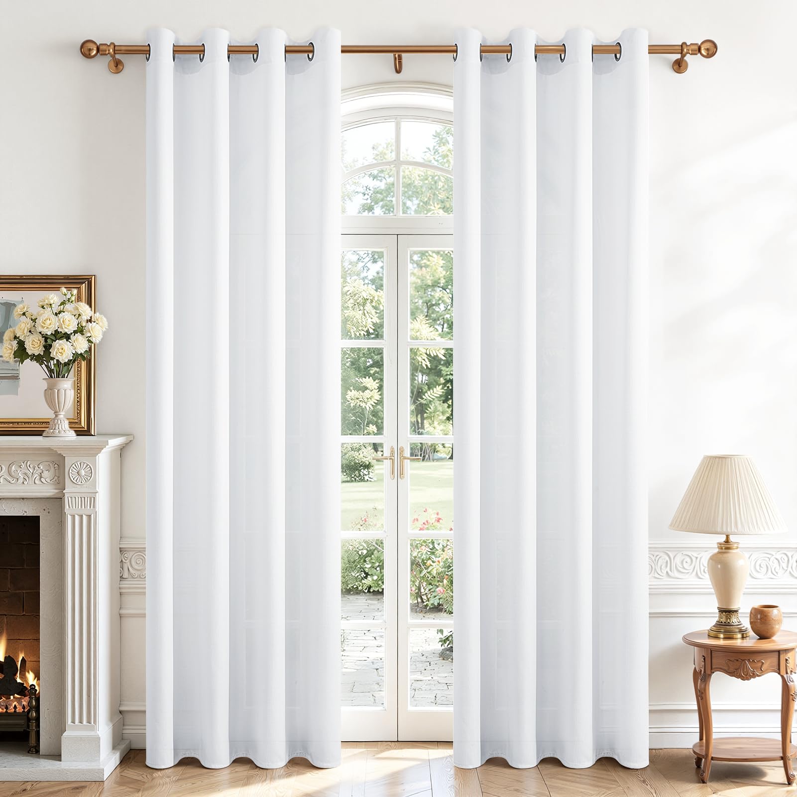 CUTEWIND - Set di 2 Tende per Finestra, in Effetto Lino, Semi-Trasparenti, con Occhielli, di Dimensioni: 140 x 240 cm, Ideali per la Decorazione di Interni Moderni quali Salone, Camera da Letto