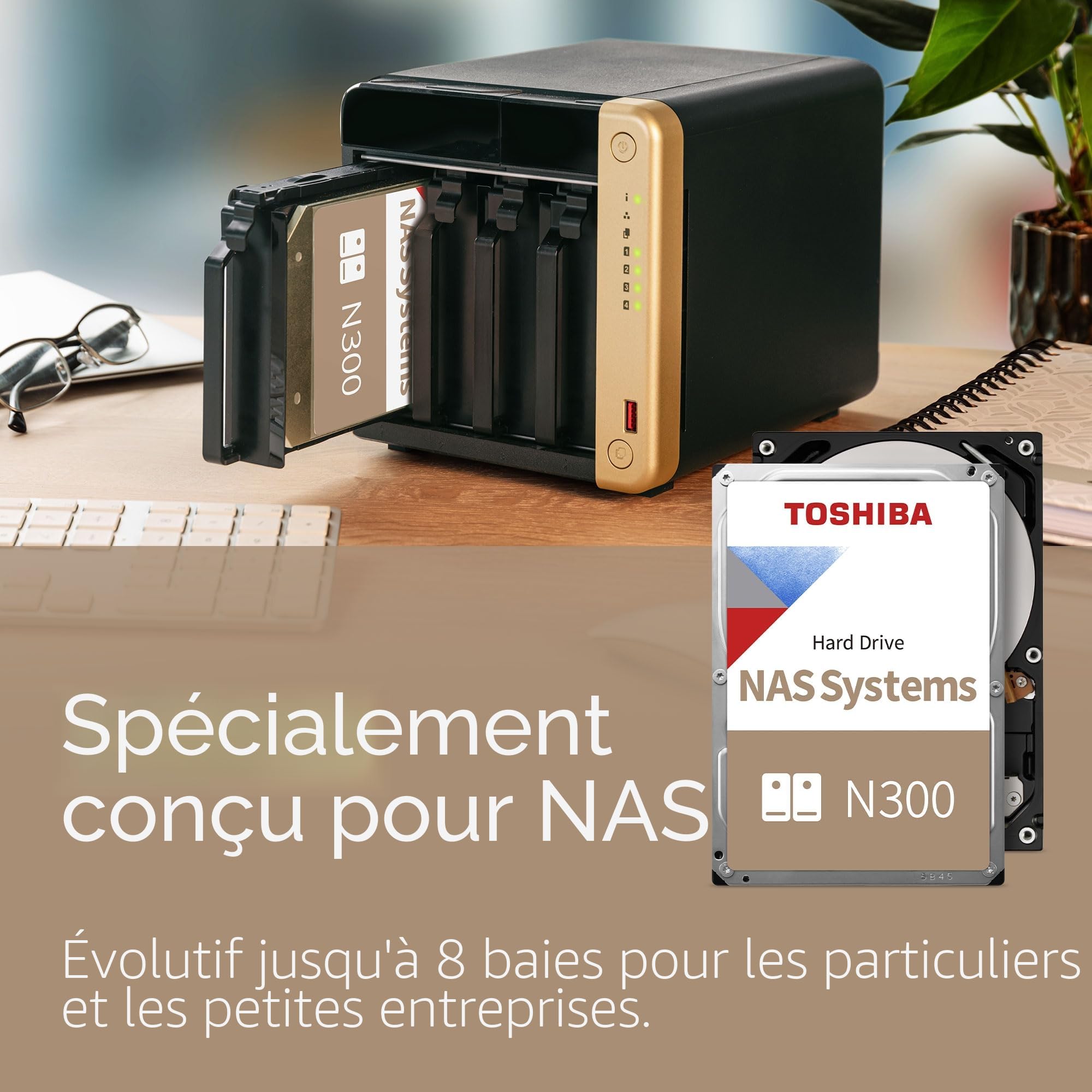 Toshiba N300 16TB Internal NAS Hard Drive, 3.5'' SATA HDD, 7200 RPM, 24/7 Operation, Supports 1-8 Bay Systems, 128MB Cache, 180TB/Year workload, 3yr Warranty (HDEXZ11ZNA51F).