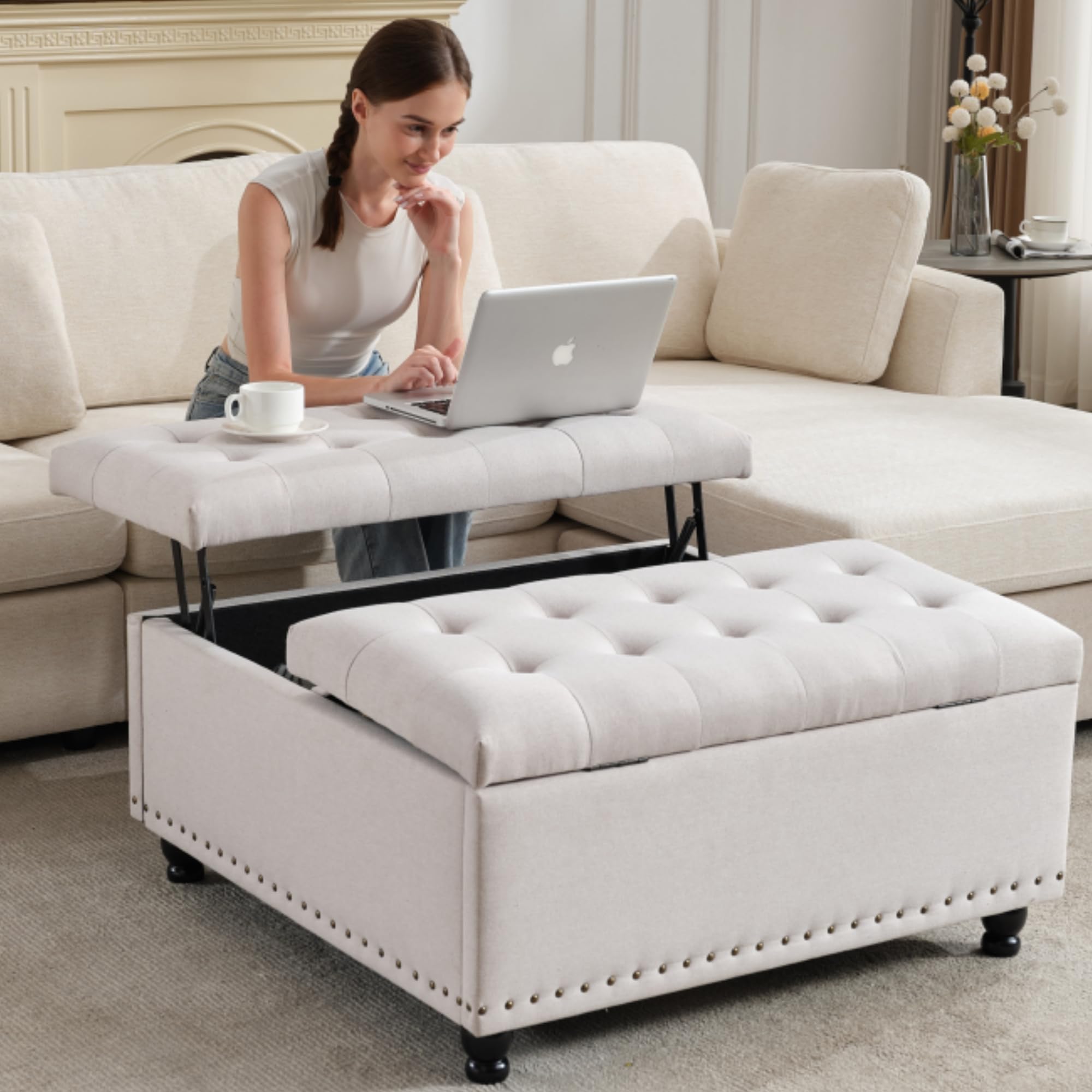 Tbfit Large Square Storage Ottoman