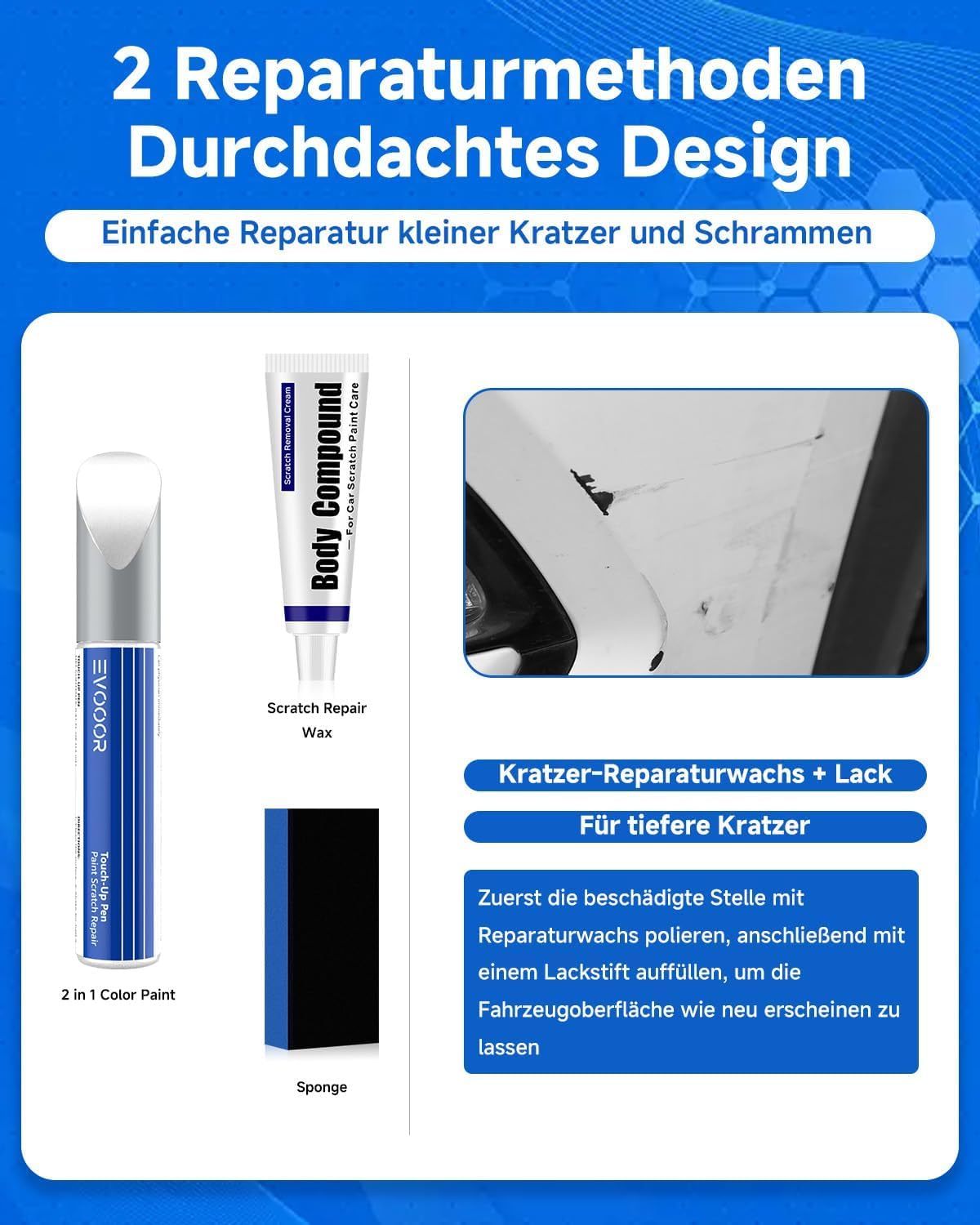 (L0K1) Oryxweiss Perl/Oryx White Perl Kit di ritocco della vernice dell'auto con rimozione dei graffi per Volkswagen/VW, riparazione dei graffi per l'auto, soluzione di riparazione rapida e semplice