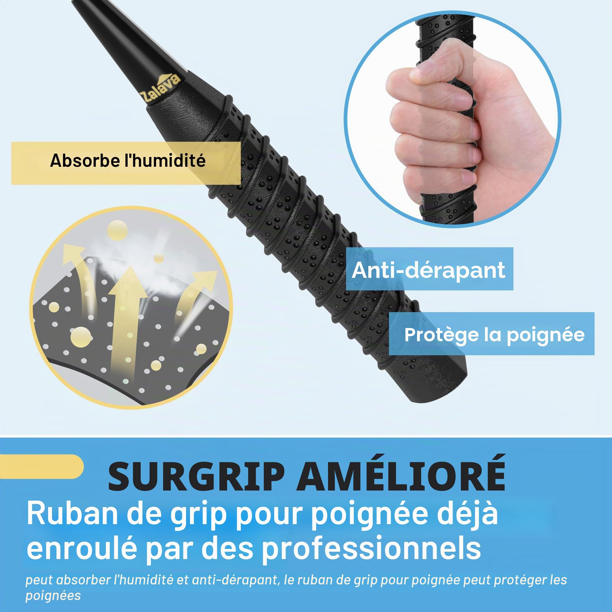 Ensemble de Badminton, 1 Paire de Raquettes de Badminton 2U avec Sac de Rangement, 3 Volants et 2 Bandes de Poignée, Sets de Raquettes Légères pour L’entraînement et Le Divertissement