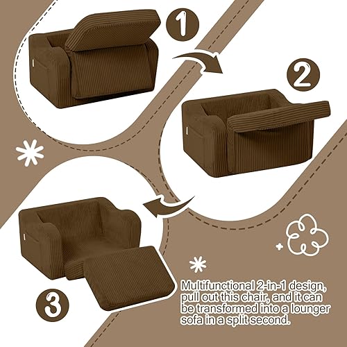 Miniatura 205 de MeMoreCool Sofá de dinosaurio para niños, silla plegable para niños pequeños, sofá cama convertible que brilla en la oscuridad, salón plegable para