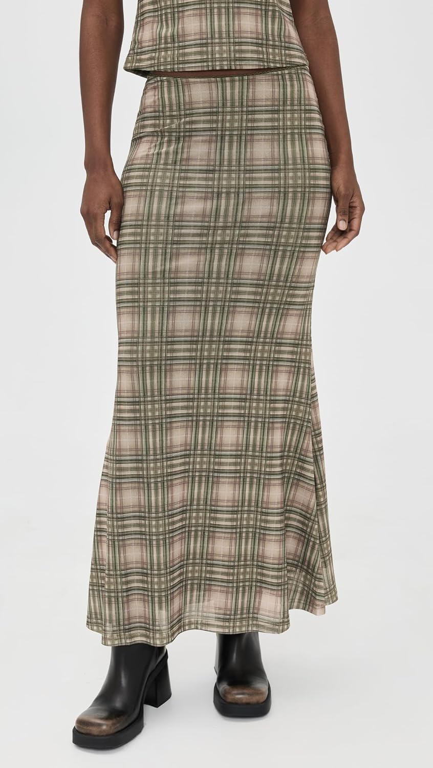Another Girl Women's Plaid Mesh Maxi Skirt - Image 2