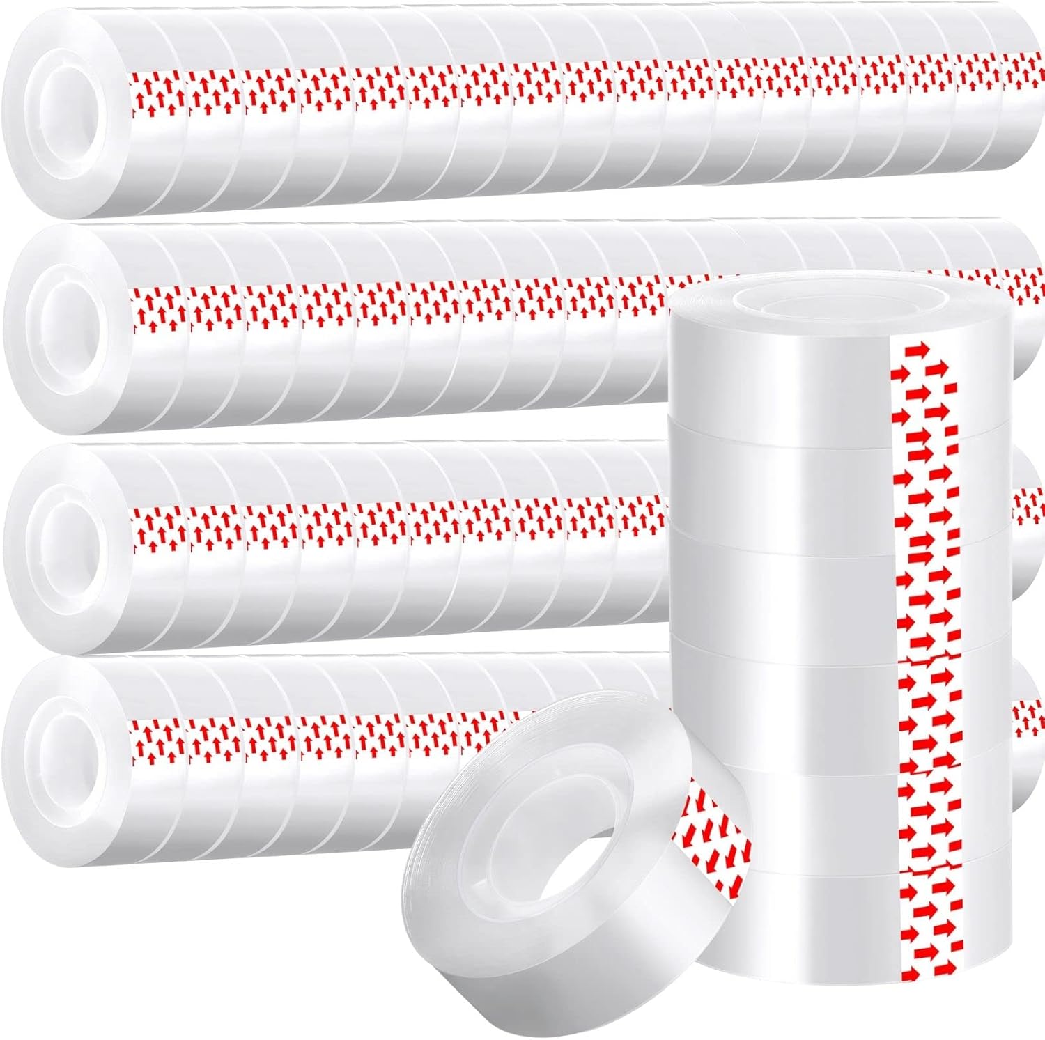 96 Rolls Transparent Tape Refills Rolls 0.71 Inch x 1299 Inch, 1 Inch Core Clear Present Wrapping Tape for Dispenser Wrap Tape All Purpose Invisible Tape Refills for Office, Home, School : Office Products