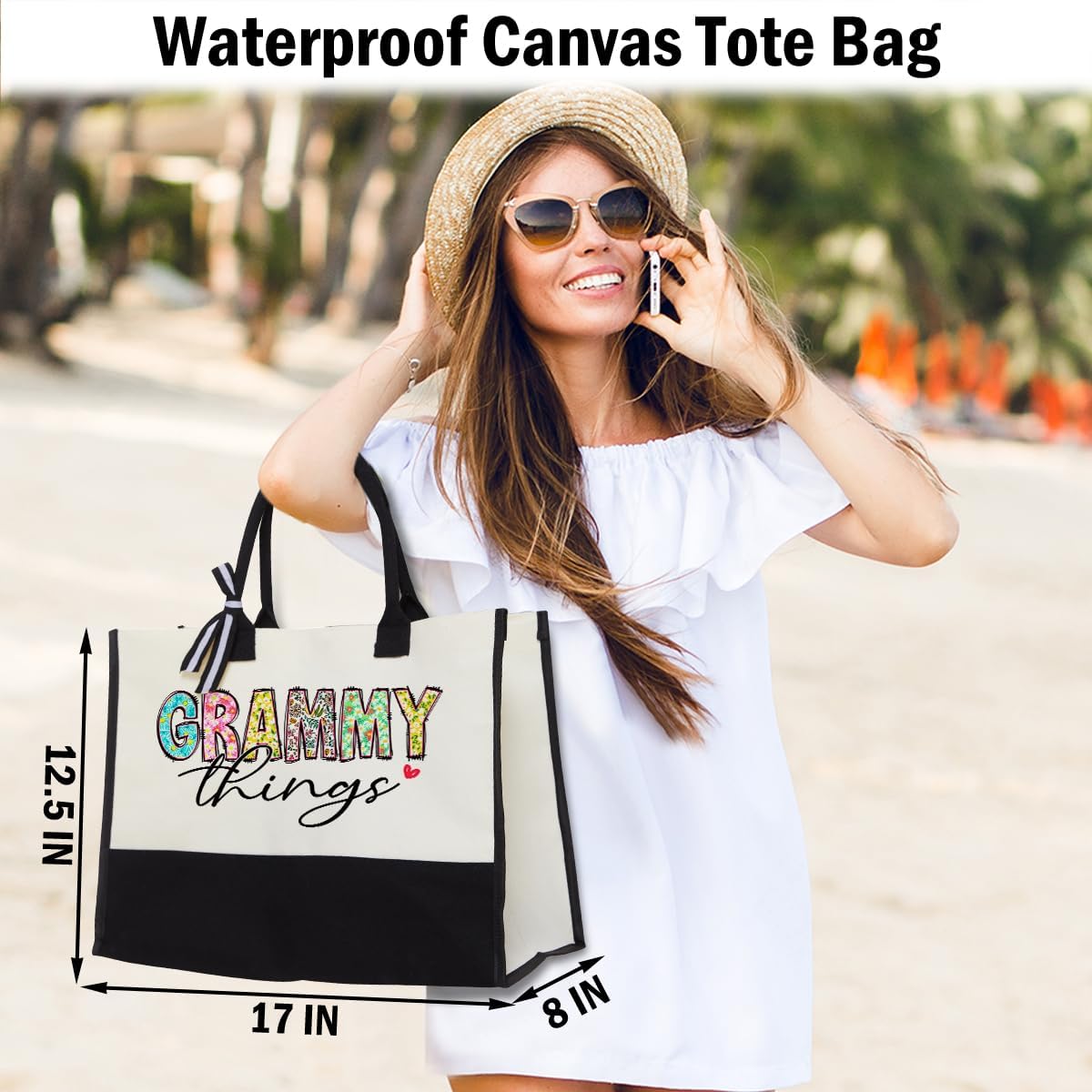 Grandma Christmas Birthday Gifts Mother Gifts Tote Bag for Women Grandmother Classic Canvas Shopping Grocery Bag - Image 2