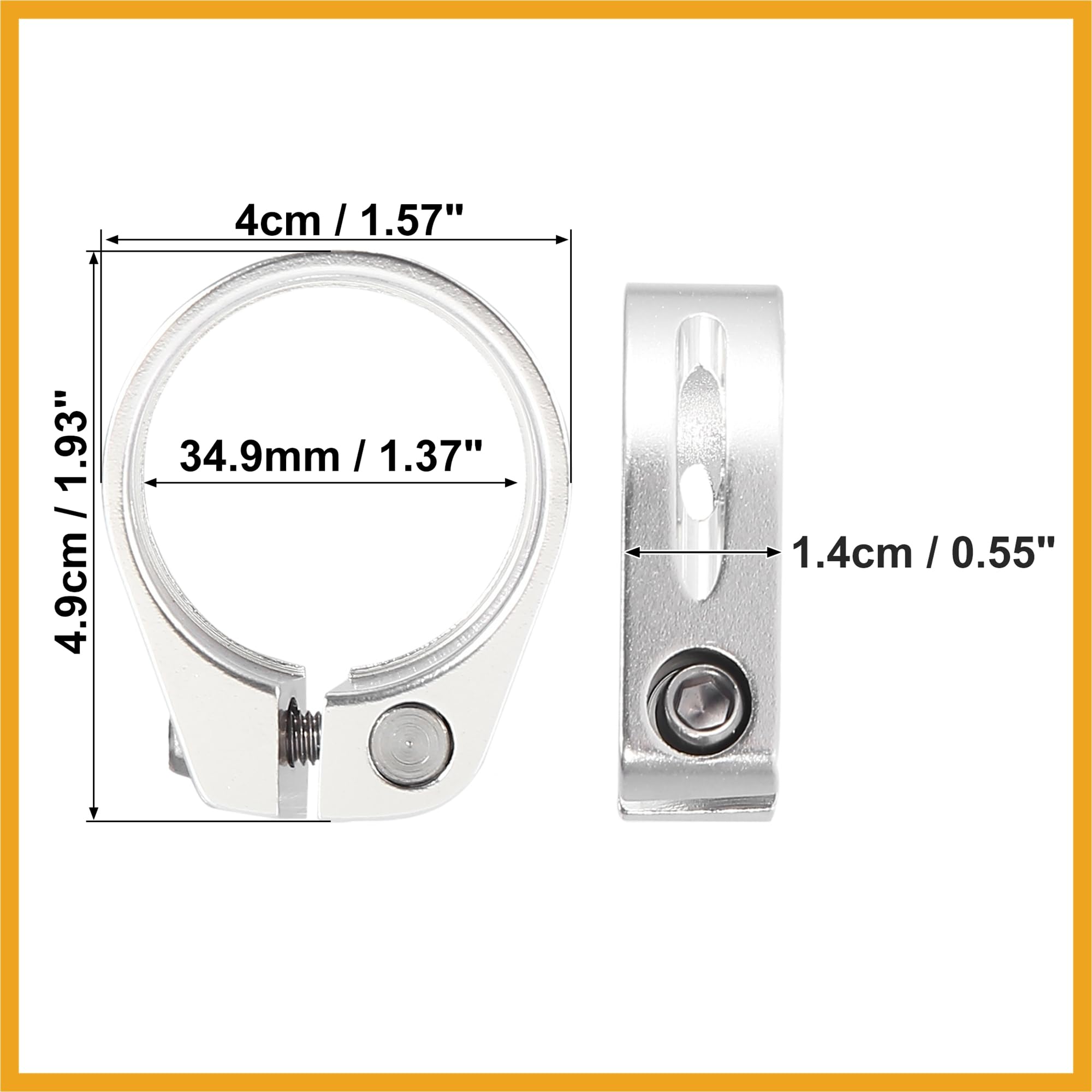 Partuto 34.9mm Bike Bicycle Seat Post Clamp Seat Post Adapter Replacement Replacement, Silver Tone - Image 3