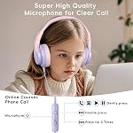 2 Pack Kids Headphones, Wired Headphones for Kids Over Ear with Microphone, 85/94dB Volume Limiter Headphone for Girls Boys, Foldable Headphone for Learning & Entertainment Gradient Pink+Purple