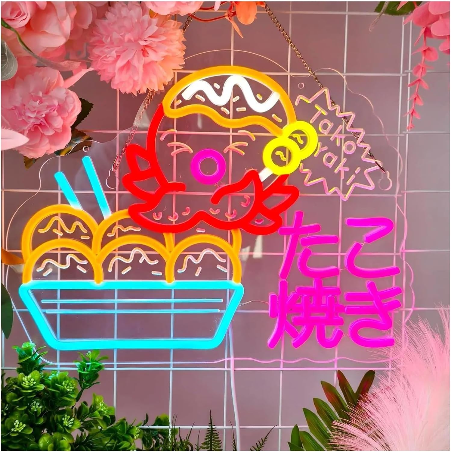 サインランプ たこ焼きネオンライト バー パブ レストラン ショップ マーケット 装飾用 48x36cm