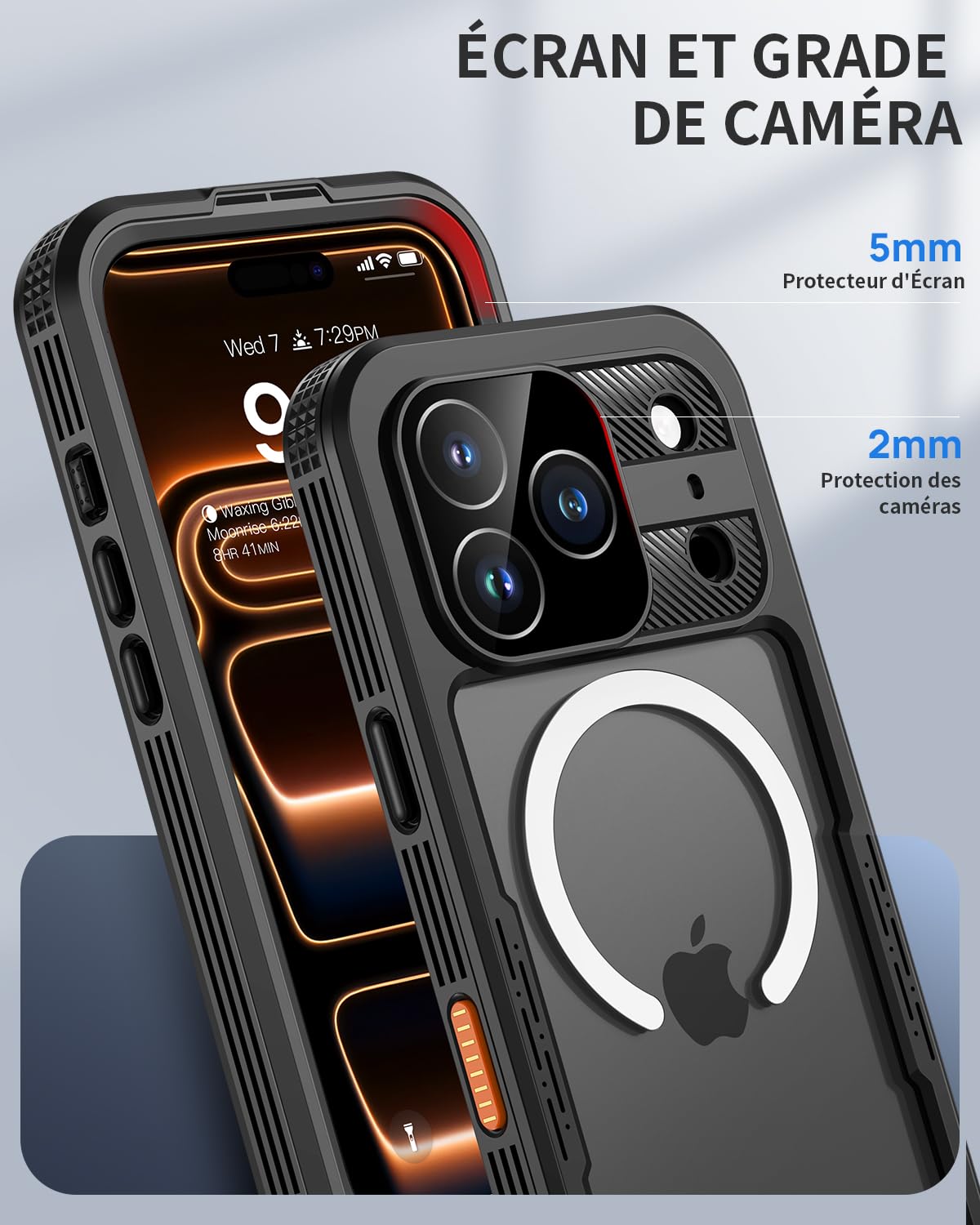 Lanhiem Coque pour iPhone 17 Pro Max IP68 Étanche 360 Integrale Antichoc | Noir,Imperméable,Waterproof,Étui avec Protection écran,Antipoussière,Incassable,Compatible avec MagSafe,Renforcée,Chantier
