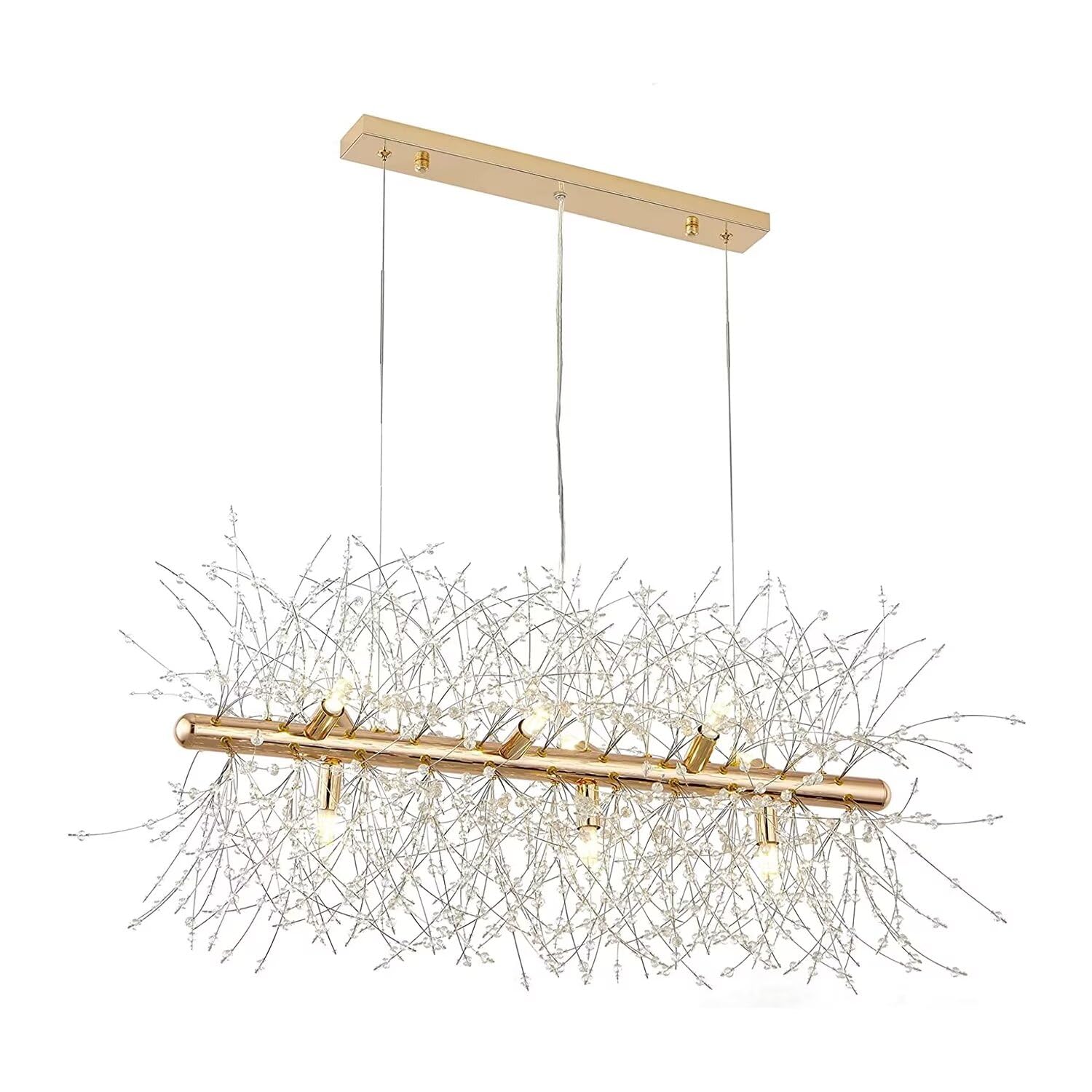 HYJAUSXB Modern Crystal Dandelion Chandelier for Bedroom Living Room Dining Kitchen Satellite Design Sparkling Pendant Light Fixture Firework Theme
