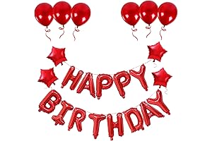 23Pcs Red Happy Birthday Balloon Banner Decorations