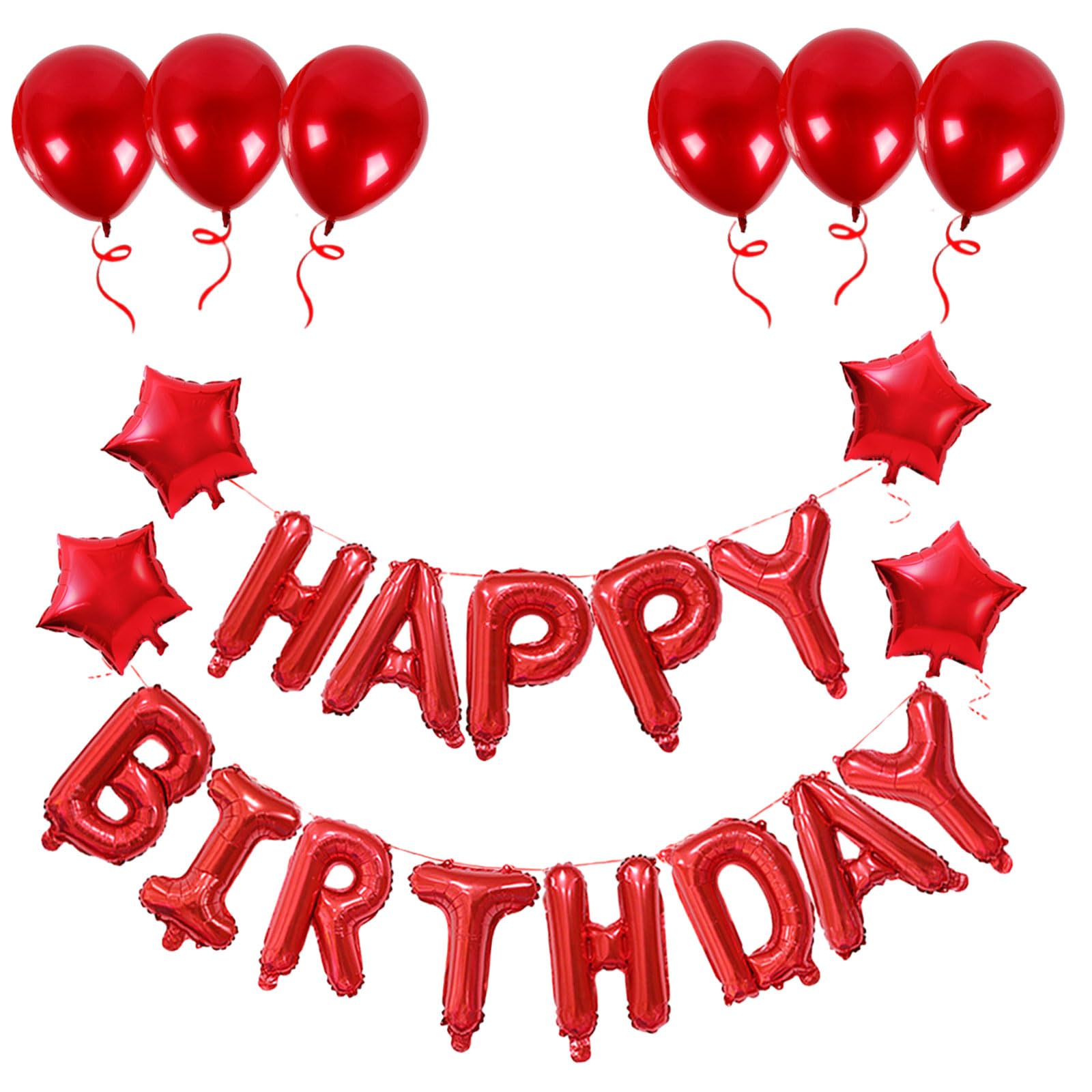 23Pcs Red Happy Birthday Balloon Banner, Red Balloons, Happy Birthday Foil Balloons for Red Theme Birthday Party Decorations Supplies