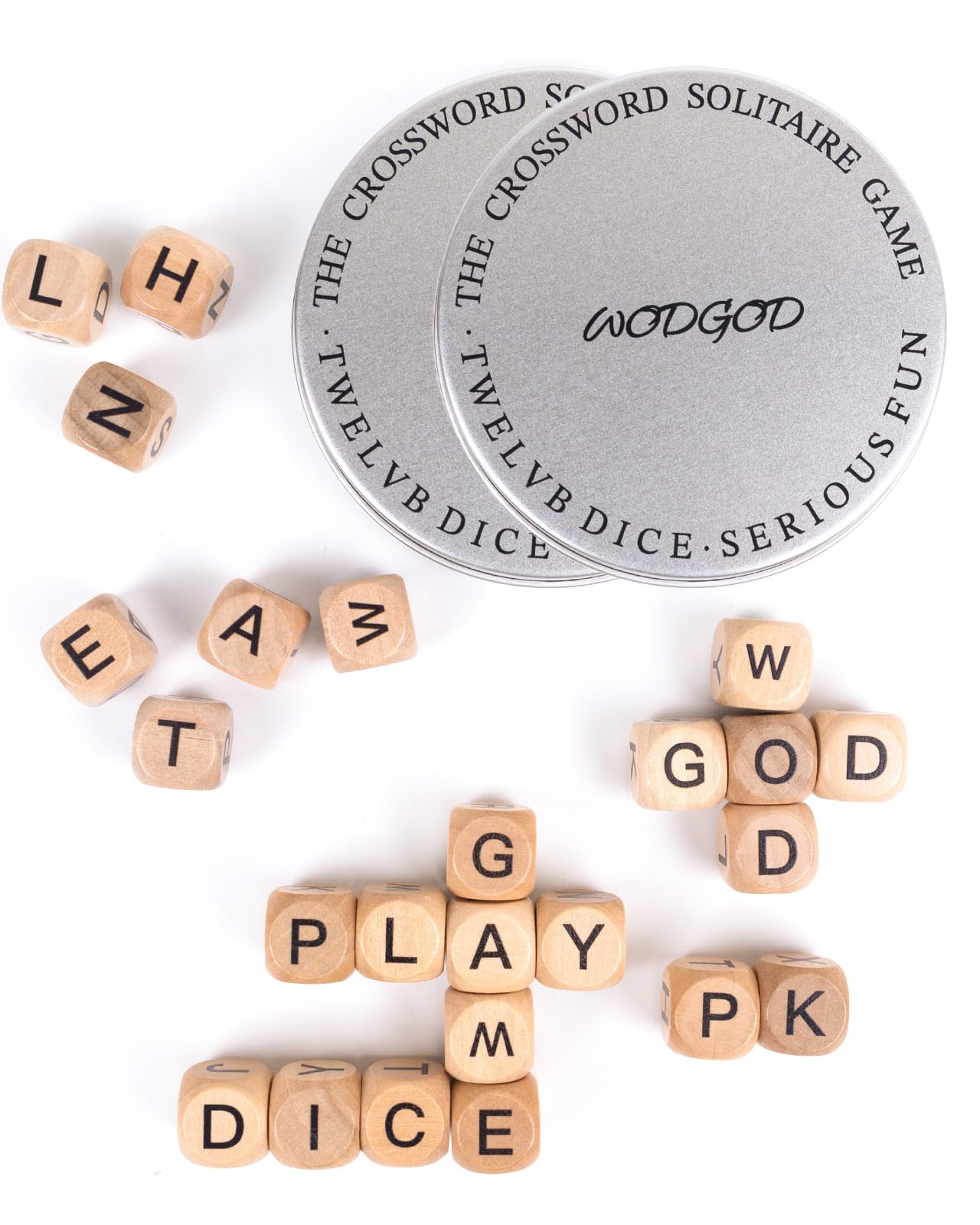 2 Set - The Crossword Dice Game Set, Wooden Letter Dice -Dice Game,Word Dice,Travel Game, Fun Multiplayer Word Game for Travel, Camping, and Family Night, with Portable Storage Boxes