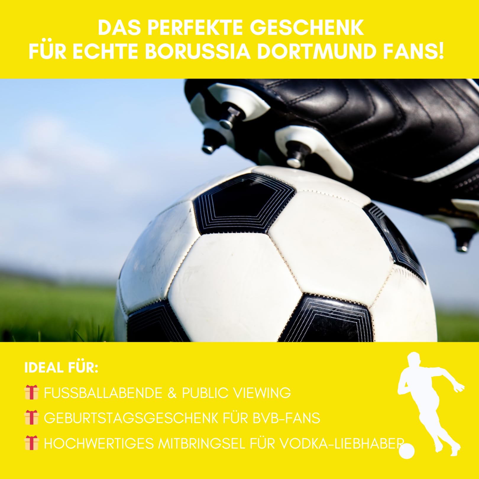 BVB Vodka 09 - Das Original | mit Geschenkverpackung | Fanartikel, Männer, Frauen, Weihnachten| Fußball, Hausbar | Geschenkidee für echte Borussia Dortmund Fans | 500ml Einzelflasche | 38% vol