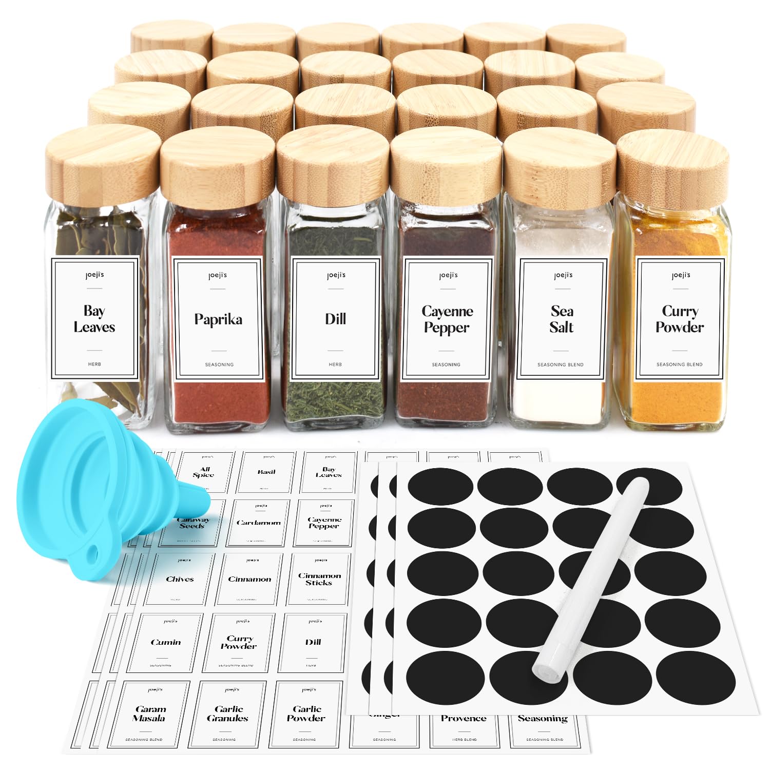 Joejis Spice Jars with Lids and Labels - 24 Pieces 120ml Glass Contain (READ)