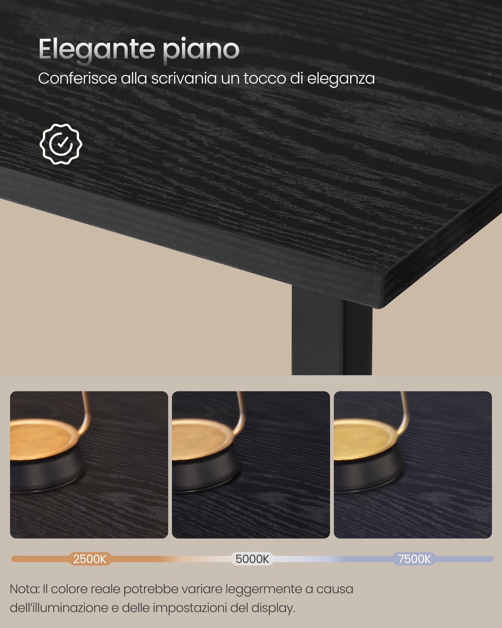 VASAGLE Scrivania per Computer a Forma di L, 140 x 140 x 76 cm, Scrivania ad Angolo, per Ufficio Studio, Nero Ebano e Nero Inchiostro LWD073B56V1