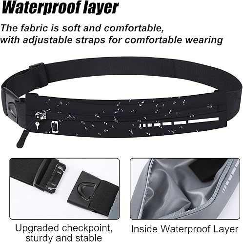 Miniatura 2 de Cangurera delgada para correr, 2 unidades, soporte para teléfono para correr, bolsa de cintura para entrenamiento, cinturón de dinero, correr,