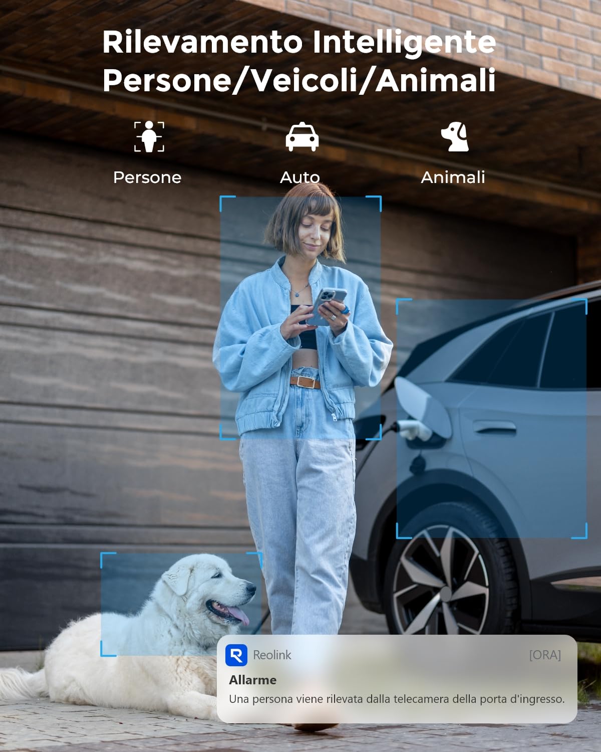 Reolink 5MP Telecamera Wi-Fi Esterno con WiFi 2,4/5 GHz, IP Camera con Rilevamento di Persone/Veicoli/Pet, Visione Notturna a Infrarossi, Slot per Scheda microSD, Impermeabile, Time-Lapse, RLC-510WA